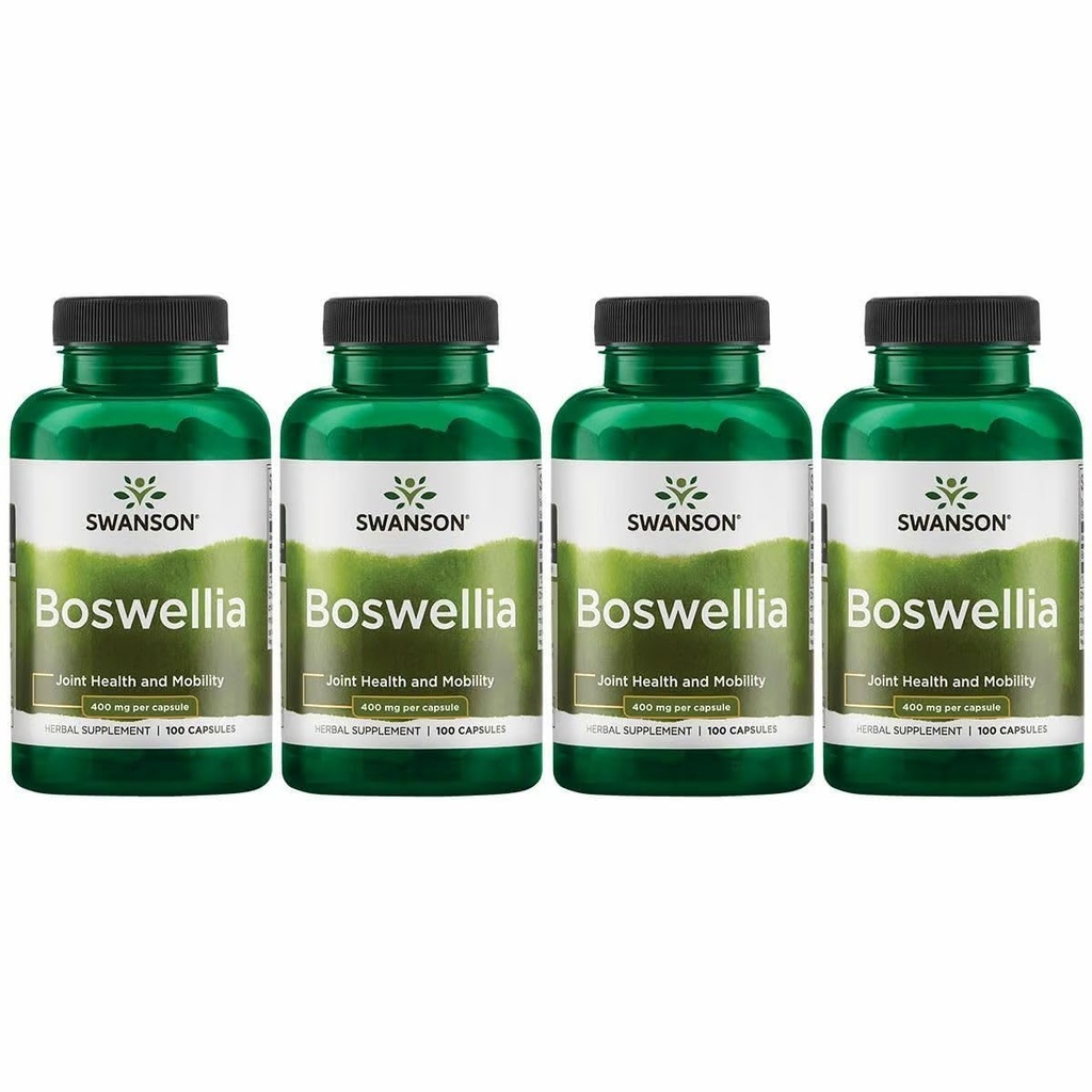 Swanson Boswellia - Bylinný dodatek na podporu společné podpory - Ayurvedic Herb pro společnou flexibilitu a mobilitu podpora - Vyrobeno s Boswellia Serrata Resin - (100 Kapsle) (4 balení)