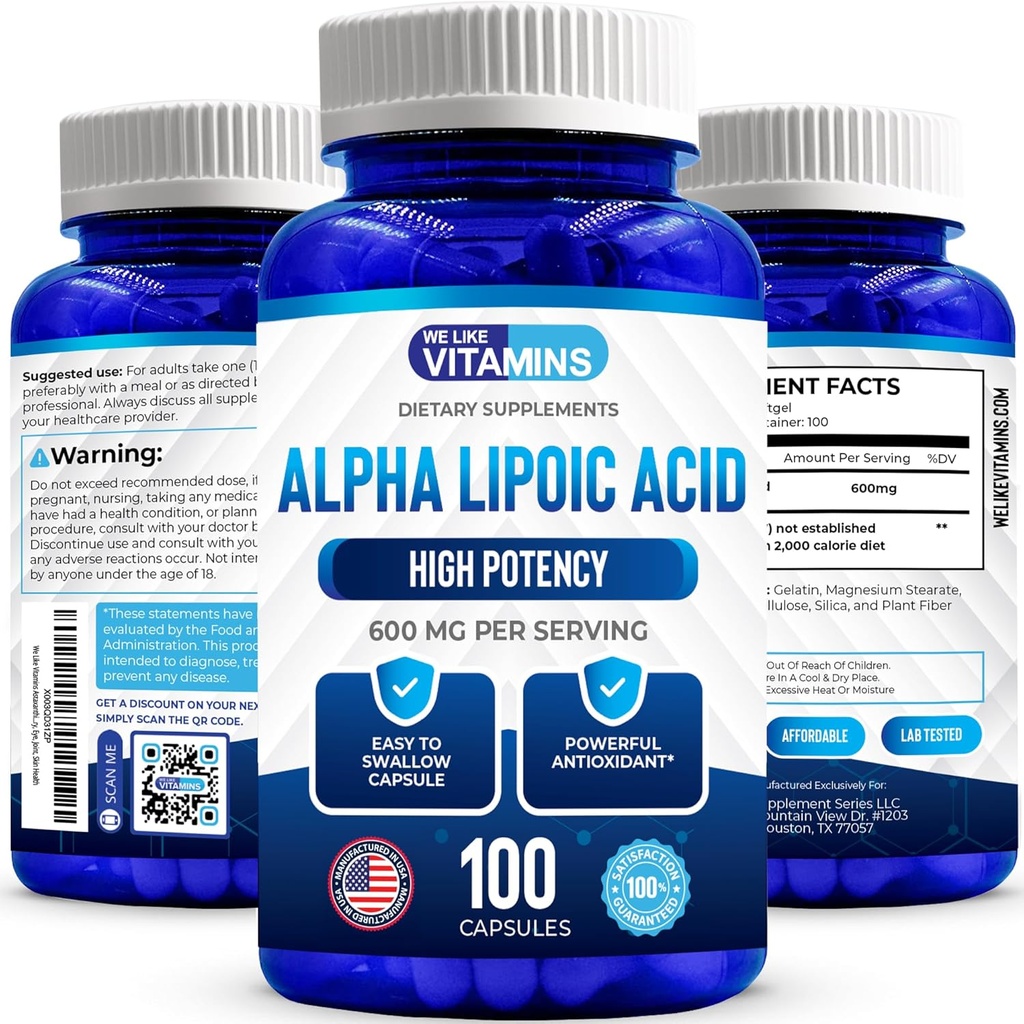 Máme rádi vitaminy Alpha Lipoic Acid 600mg Kapsle - 100 Servings - Alpha Lipoic Acid Kapsle pomáhá podporovat společné zdraví a antioxidant zdraví spolu s bezplatnou radikální ochranu