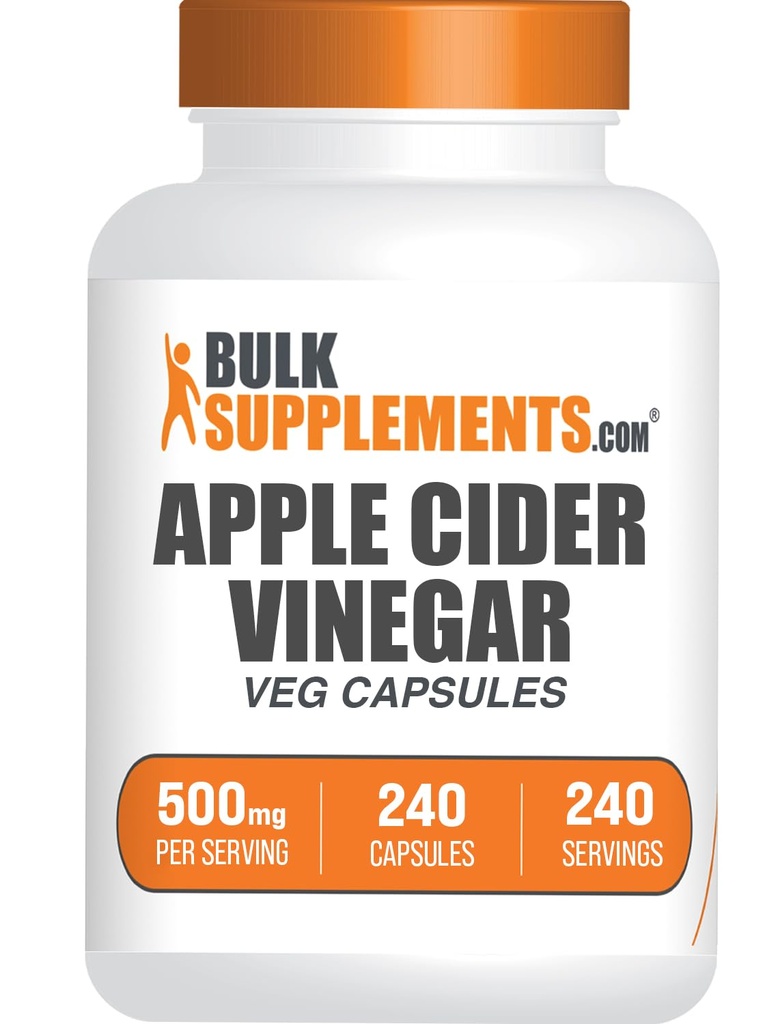 BulkSupplements.com Apple Cider Ocet Kapsle - ACV Kapsle, Apple Cider Ocet Doplňky, Apple Cider Ocet 500mg - Gluten Free, Kapsle per Serving, 240 Kapsle (Balení po 1)