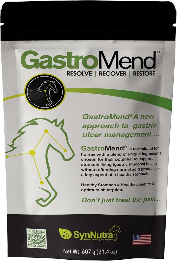 GastroMend ® Gastrointestinální Zdraví Dodatek pro koně, 100% přírodní, Promotes Sotomach a Gut Zdraví v Equine, Cost- Efektivní stravovací Wellness, 60 Sluhy na Pouch, Made in USA