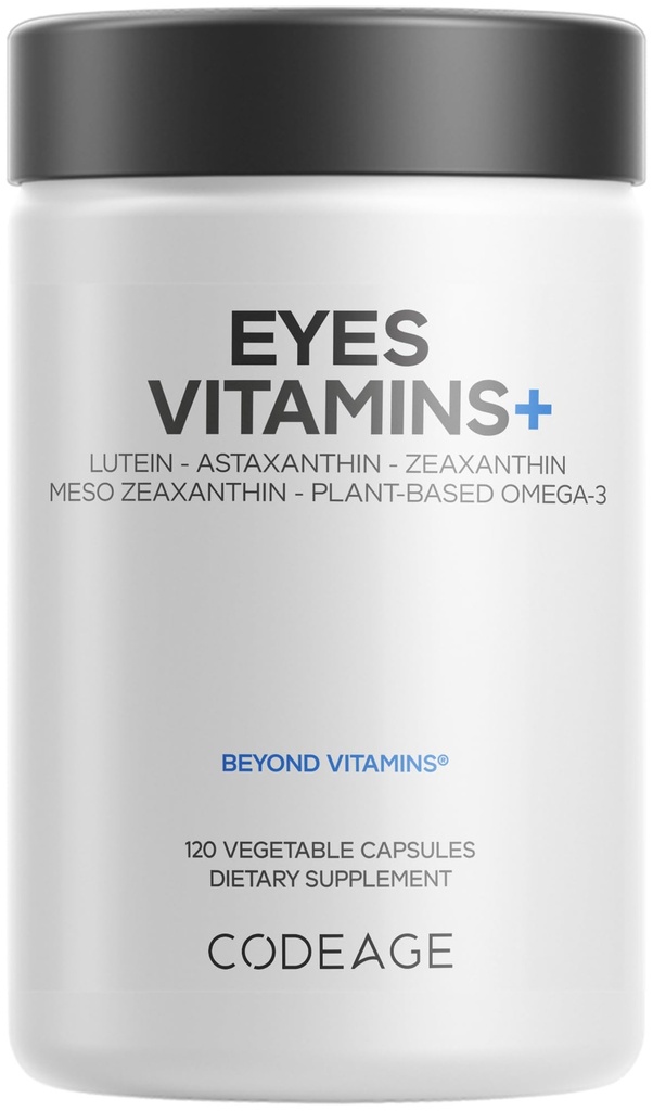 Codeage Eyes Vitamíny - AREDS 2 na bázi doplněk vzorce - 2-Month Supply - Vitamíny A, C, E, Zinek, Lutein, Astaxanthin, Zeaxanthin, Eyebright, Marigold, Bilberry, Saffron, Omega-3-120 Kapsle