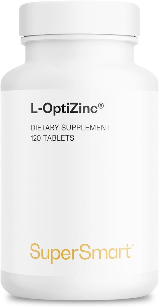 SuperSmart - L-OptiZinek 30mg za den (patentovaný a vysoce biologicky dostupný) - Zinek Methionin dodatek - Natural Sweet Chuť 124; Non-GMO & gluten zdarma - 120 Tablety