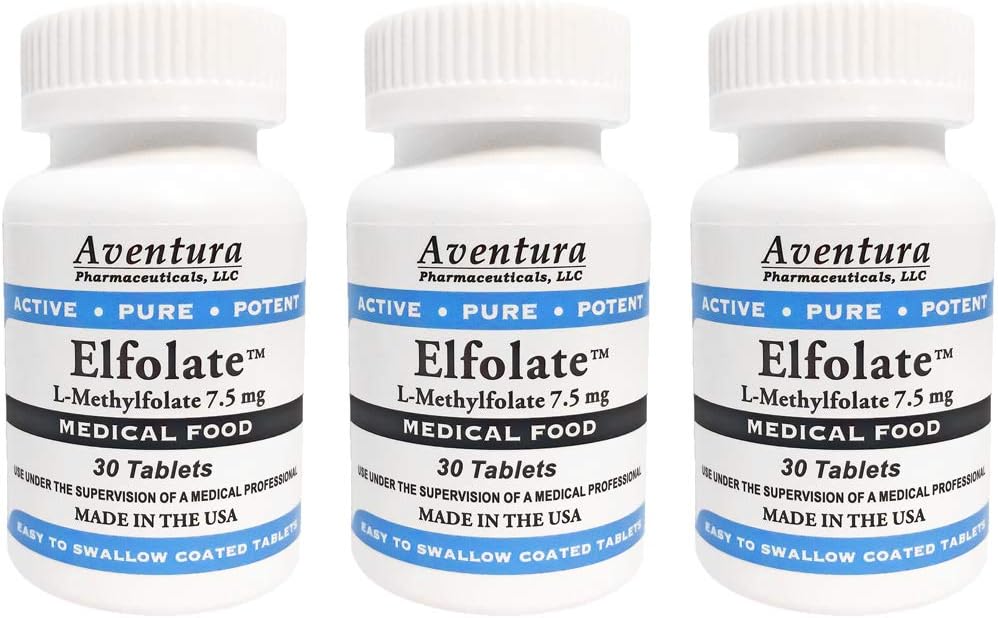 ELFOLATE ® 7.5mg 3 balení L- methylfolát methyl folát methylfolát lékařský doplněk stravy Profesionální síla aktivní čistý potenciál 30 tablety