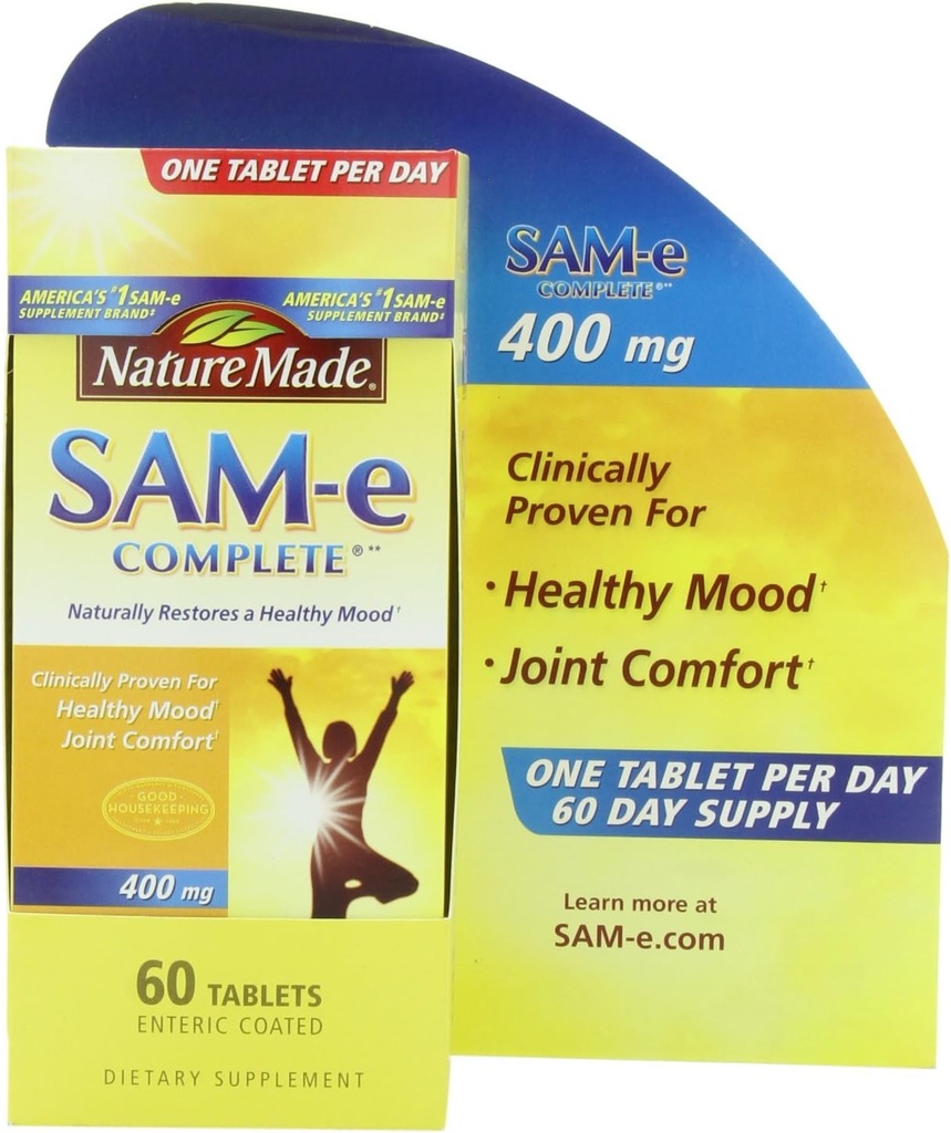 Příroda Vyrobeno SAM- e Kompletní 400 mg. Tablet (Pomáhá podporovat zdravé mood & Joint Comfort) Velikost 60 ct