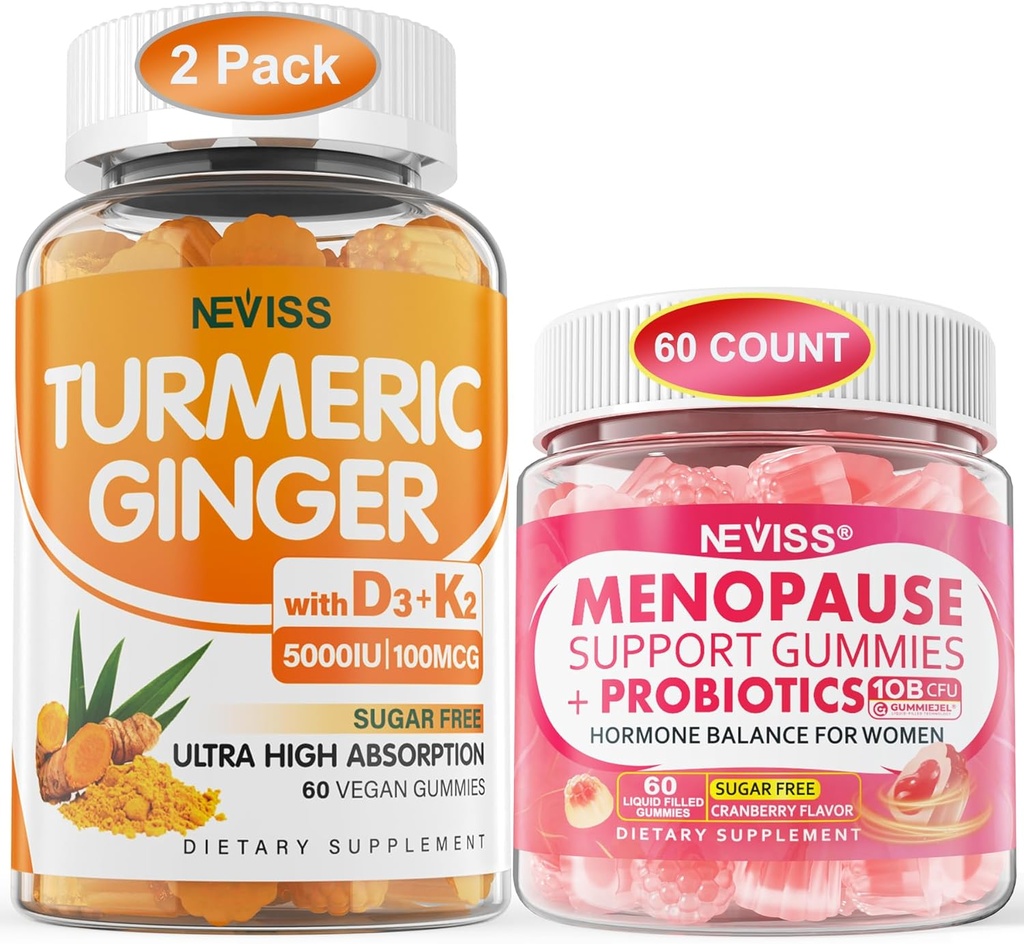 2 balení Kurkumové zázvorové gumy + 1 balení Menopauza dodatek Plněné gumy