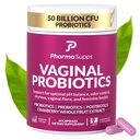 Probiotika pro vaginální zdraví 124; 50 miliard CFU s probiotika, prebiotika, Postbiotika a brusinky pro pH Balance, Podpora UTI, Kvasinka, Gut zdraví, zápach, suchost a feminin Comfort