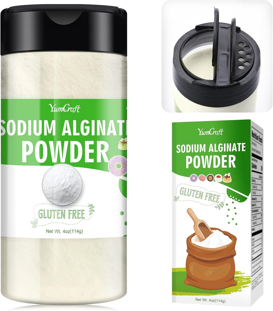 Alginátový prášek - 4oz Čistá sodná sůl Alginát Potravinový stupeň Thickener Powder, Přírodní želírovací činidlo pro dezerty, Kaviár Sféry Making, zmrzlina, Meatbreaves, Vegan stabilizátor pro pečení, Thickening