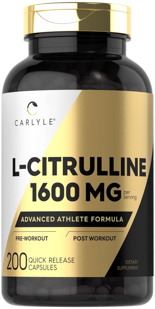 Carlyle L Citrulline Dodatek 124; 1600mg Supplium 124; 200 Práškové kapsle 124; pro muže a ženy 124; Advanced Athlet Formule 124; Non- GMO & Gluten zdarma