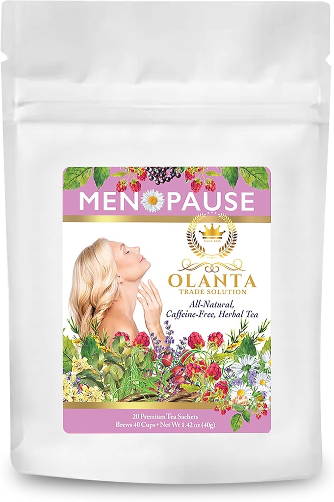 Menopauza Čaj - horké záblesky Menopauza Relief Natural, Menopauza Doplňky pro ženy pro horké záblesky & noční poty, Menopauza Podpora Byliny - 20 Premium čaj Sachets
