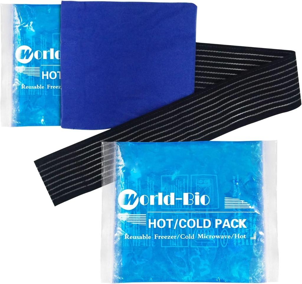 Opakovatelné gelové ledové balíčky pro zranění 2 Pack s Wrap, 6.3 "x5.1", teplé studené měkké flexibilní ledové mrazicí balení, studená komprese terapie pro zmírnění bolesti, chirurgické zotavení, kolena, zápěstí, kotník, noha, loket, Shin