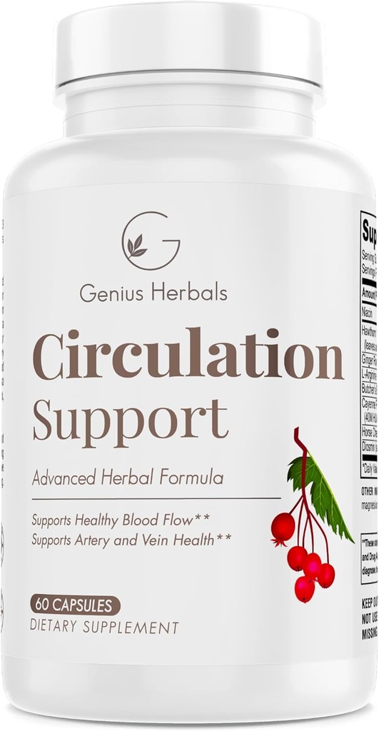 Cirkulační podpora - s Hawthorn, Řezníci Broom, L-Arginin, Varicosa Veins Support - 60 Kapsle