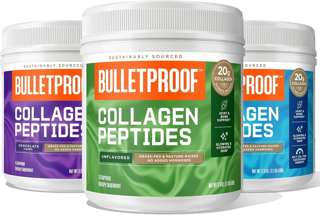 Neprůstřelné neochucené kolagen Peptides 18g Protein, 17.6 Oz Oz Chocolagen Peptides with MCT Oil, 19g Protein, 17.6 Oz Vanilla Collagen Peptides with MCT Oil, 19g Protein, 17.6 Oz