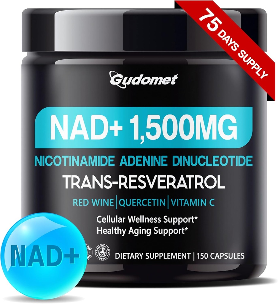NAD + s trans- resveratrolem, červeným vínem, quercetinem a vitamínem C - podporuje celulární Wellness & Zdravé Aging- 150 kapsules - Vyrobeno v USA
