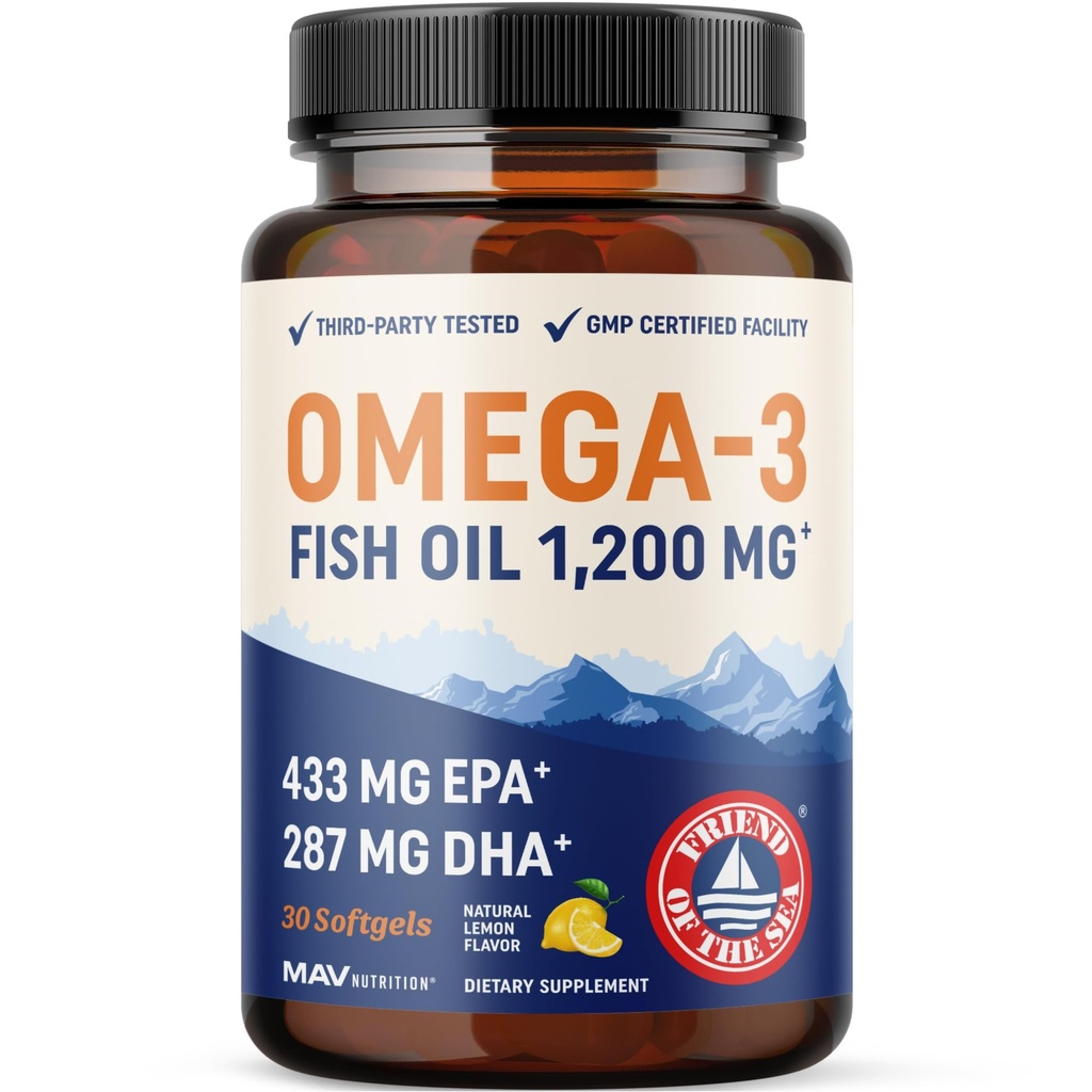 Triple Strength Omega 3 Fish Oil 1200 mg Oil 124; EPA & DHA OF 124; Wild Catched, Sustainable Sourced Omega33 Fatty Acids Omega3um 124; Premium Burless Fish Oil Supplementary 124; Non- GMO, Third- Party Testováno 124; 30 Softgels