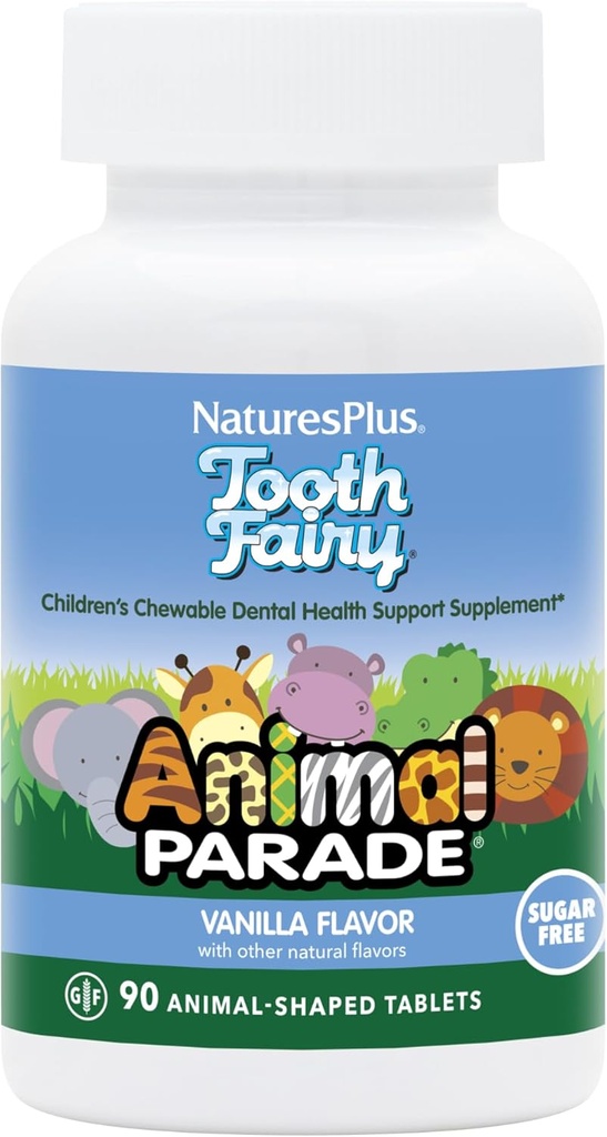 NaturesPlus Animal Parade Tooth Fairy Children 's Chewables - Natural Vanilla Flavor - 90 Animal- Shaped Tablety, Balík 2 - Dentální doplněk zdraví - Vegetariánské, gluten zdarma - 90 Celkem Služebné