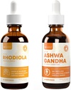 Rejuvica Health Active Rhoddiola + Active Ashwagandha - Podpora energie + Stres - Liquid Delivery for Better Absorption - Rhoddiola Root & Ashwagandha Root