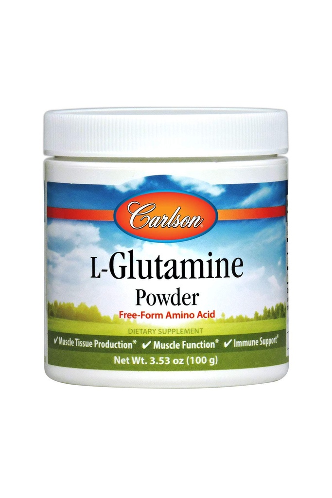 Carlson - L- glutamin Powder, Free- Form Amino Acid, 3 g, Muscle Tissue Production & Function, Immunication Support, 3.53 oz (100 g)