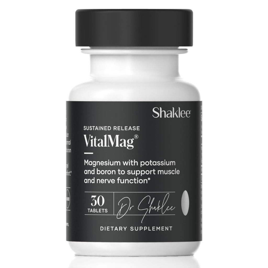 Shaklee - Setrvalá verze VitalMag - doplněk hořčíku pro nervové, svalové a srdeční zdraví - Draslík & Boron Blend - Podporuje kardiovaskulární zdraví - Snadná strava - 30 Tablety