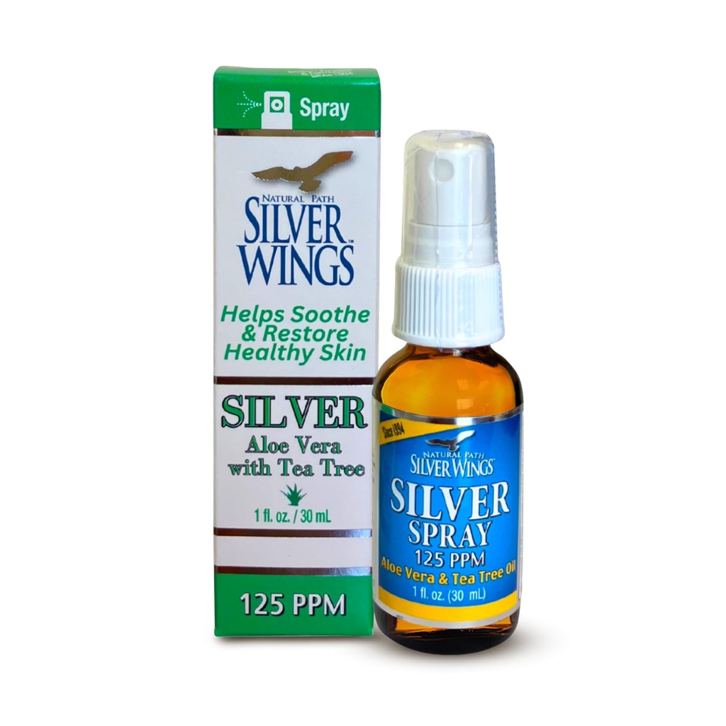 Natural Path Silver Wings - Stříbrný sprej s Aloe Vera & Tea Tree Oil - 125ppm - 1oz