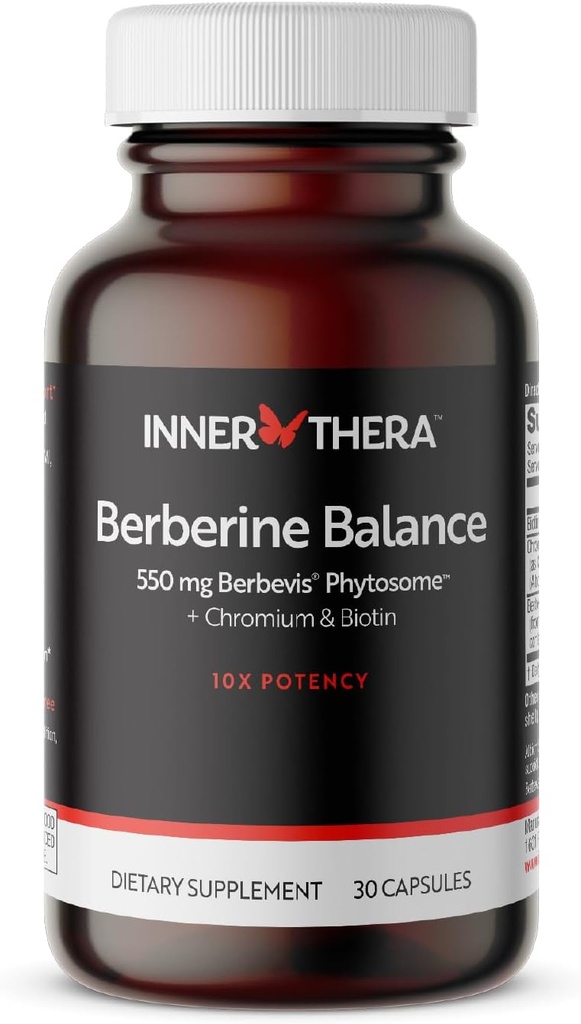 Berberine, 550 mg Patented Berbevis Berberine Phytosome Plus Biotin a chrom, Enhanced Absorpce, Gluten- Free, Vegan, 30 Veggie Caps