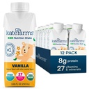 KATE FARMS Organic Kids Nutrition Shake, Vanilla, 8g bílkovin, 27 Vitamínů a minerálů, Strava Náhradní nápoj, Protein Shake, Gluten Free, Non- GMO, 8.45 Fl oz (balení po 12)