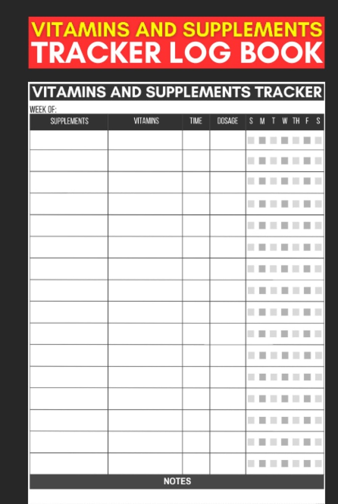 Vitamíny a doplňky Tracker Log Book: Roztomilý Record Book Gift pro sestry, pečovatelé a Strážci sledovat doplňky & Vitamíny Příjem