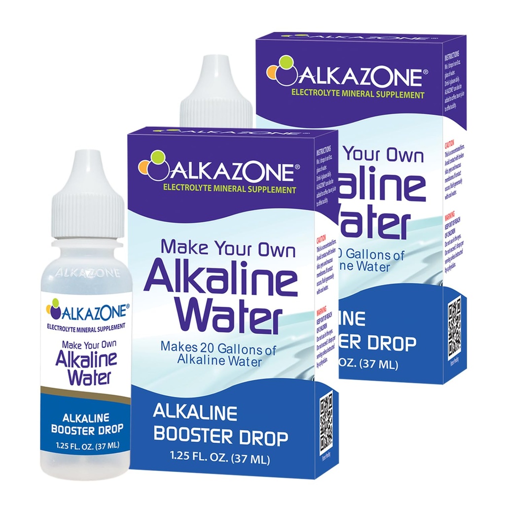 ALKAZONE Vytvořte si vlastní alkalickou vodu - Alkalický Booster Drop 1.25 oz (2 balení)