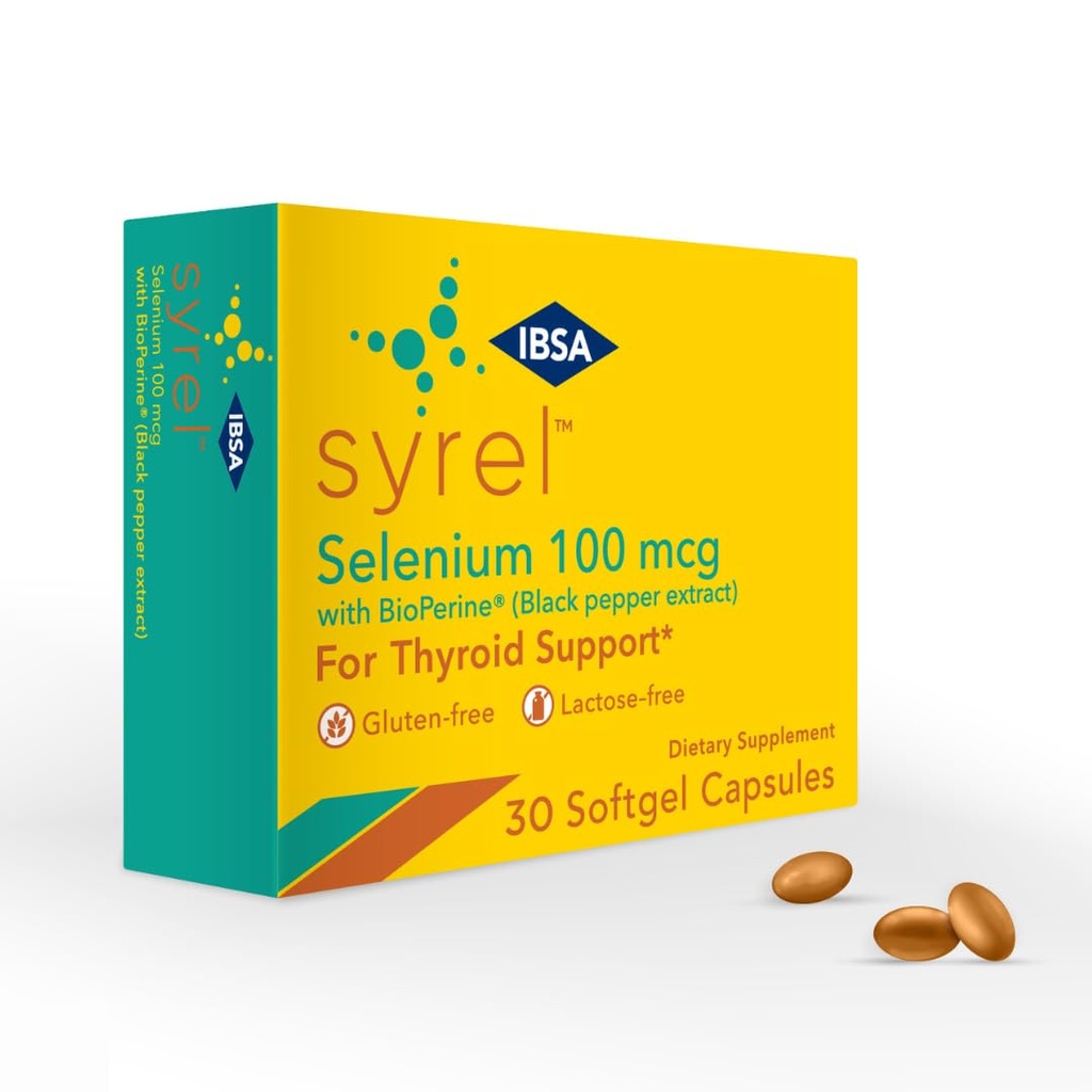 Syrel - Příplatek pro podporu štítné žlázy - 100mcg Selen a 5mg BioPerine - 30 Soft- Gel Caps pro zvýšení biologické dostupnosti a absorpce - Gluten- Free, Lactose- Free, Sugar- Free, Non- GMO