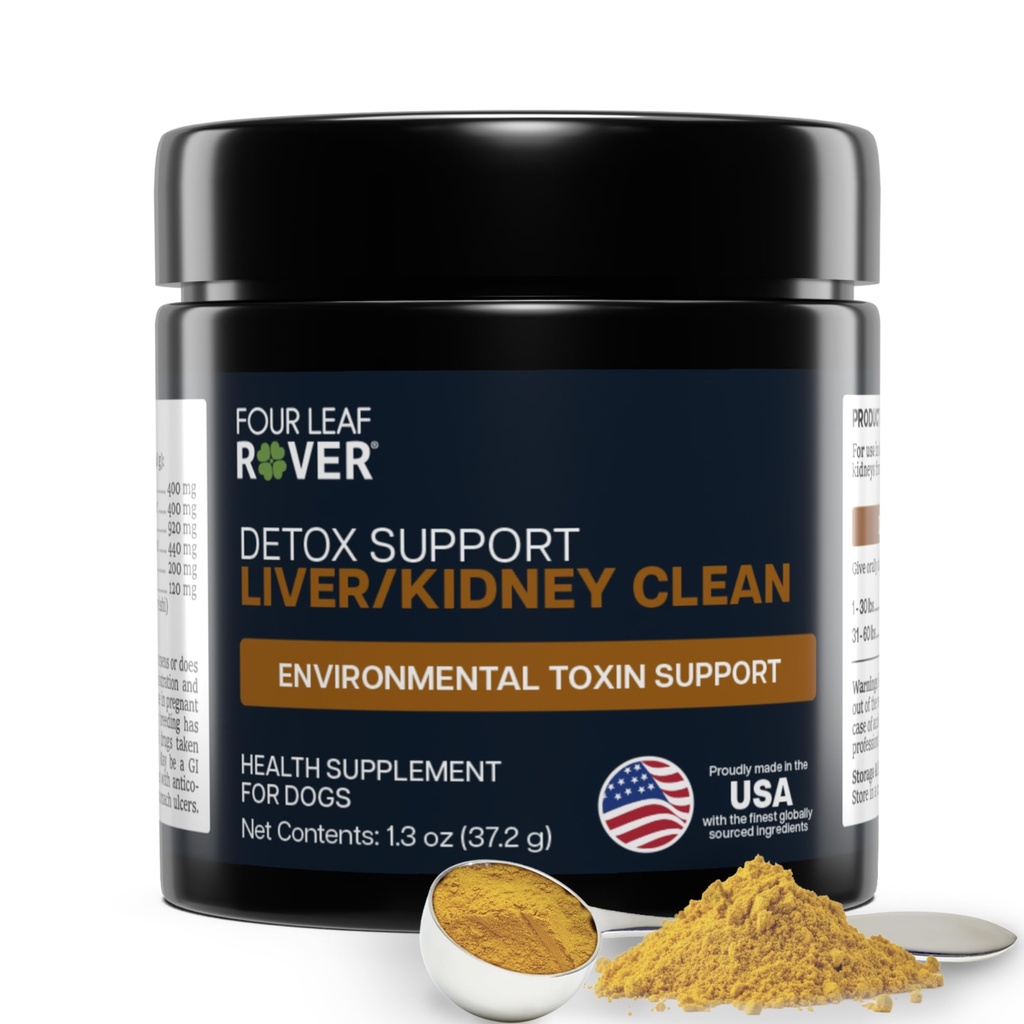 Four Leaf Rover Dog Játra Support - s organickým mléčným Thistle & Houbičky - s ledvinovou podporou - Detox & Cleanse - Veterinární přípravek