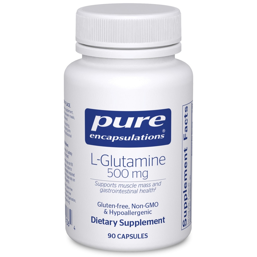Čisté enkapsulace L- glutamin 500 mg - dodatek pro imunitní a stravitelnou podporu, Gut Health and Lining, Metabolismus a Muscle Support * - s Free- Form L- Glutamin - 90 Kapsle