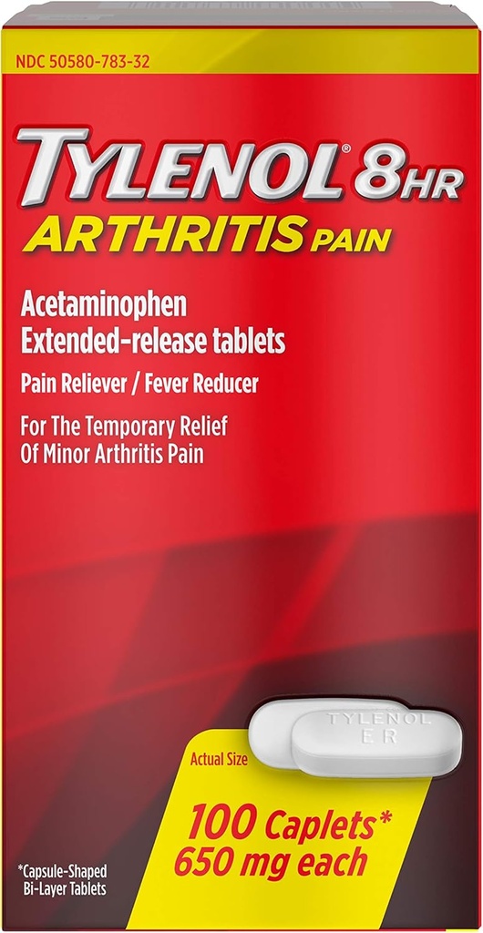 Tylenol 8 HR Artritida Pain Caplet, 650mg - 100 ct, balení po 4 ks