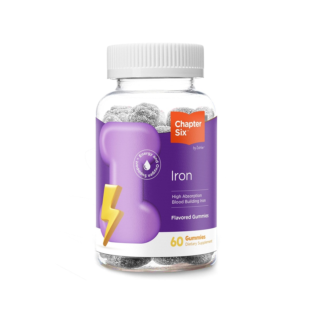 Zahler Kapitola šest Železné gumy, Železný dodatek s vitamínem C pro dospělé, Kosher, 60 Ochucené gumy (10MG)