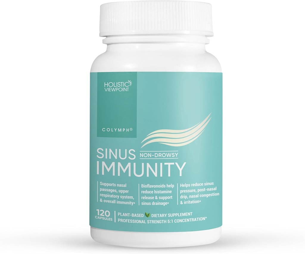 CoLymphe ® Sinus Imunity: Bylinný dodatek s Quercetin, Bromelain, Berberine, Nettle, Přírodní podpora pro Sinus Congestion, Tlak & Irritation, Sezonní Nasal & Imunitation Care, 120 Vegan Kapsle