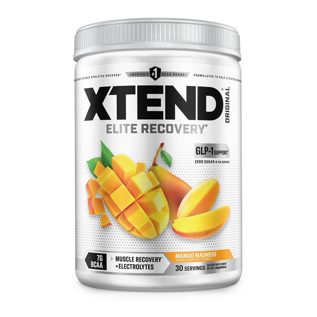 Xtend Original BCAA Powder, 7g BCAA a 2.5g L-glutamin pro svalovou obnovu Hydratace a Lean Muscle, Cukr Free Intra a Post Workout Drink s elektrolyty, Mango Madness, 30 Služení