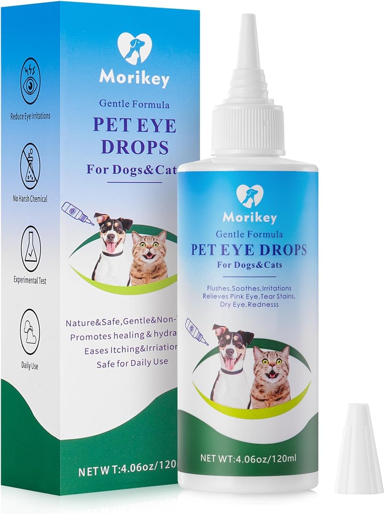 Pet Oko Kapky, Jemný a bezpečný pes oční kapka pro infekci, Relieve Eye Stching & Irritation, Odstranit stébla, Bezpečné pro všechna zvířata, 4.06oz, 120ml