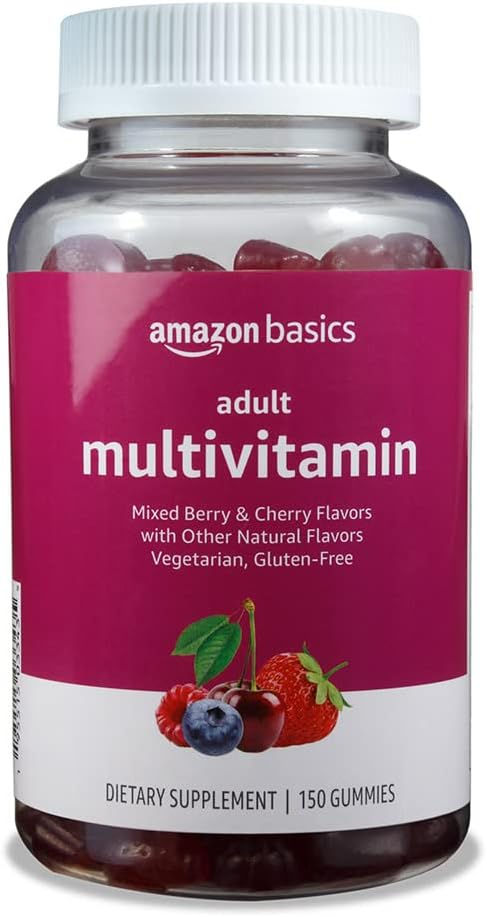 Basics Adult Multivitamin Gummies, Mixed Berry & Cherry, 150 Gummies, 75- Day Supply, Pack of 1 (Dříve Solim)