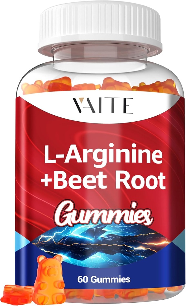 L Arginine doplněk řepy kořenové gumy - Double Strength, Energy Boost, Circulation Support and Stamina, Organic Chewable Beets doplňky pro muže a ženy, Vegan Gummy, Non- GMO, Sugar- zdarma