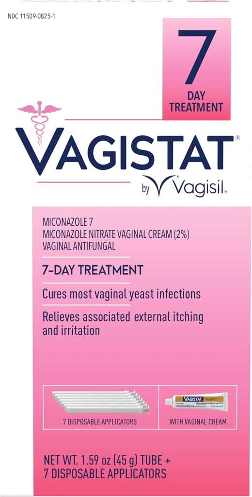 Vagisil Vagistat 7 den kvasinková infekce léčba žen, pomáhá zmírnit vnější svědění a podráždění, Obsahuje 2% vnější mikonazol nitrát krém & 7 Jednorázové aplikátory (Balení 1)