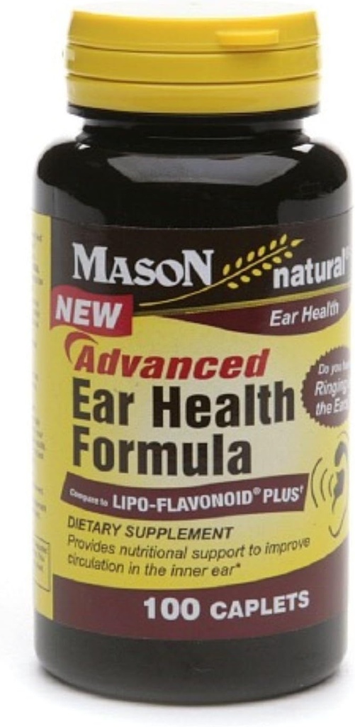 Mason Natural Advance Ear Health Formule Bioflavonoidy Plus 100 Kaplet na láhev balení po 3 Celkem 300 Kaplet