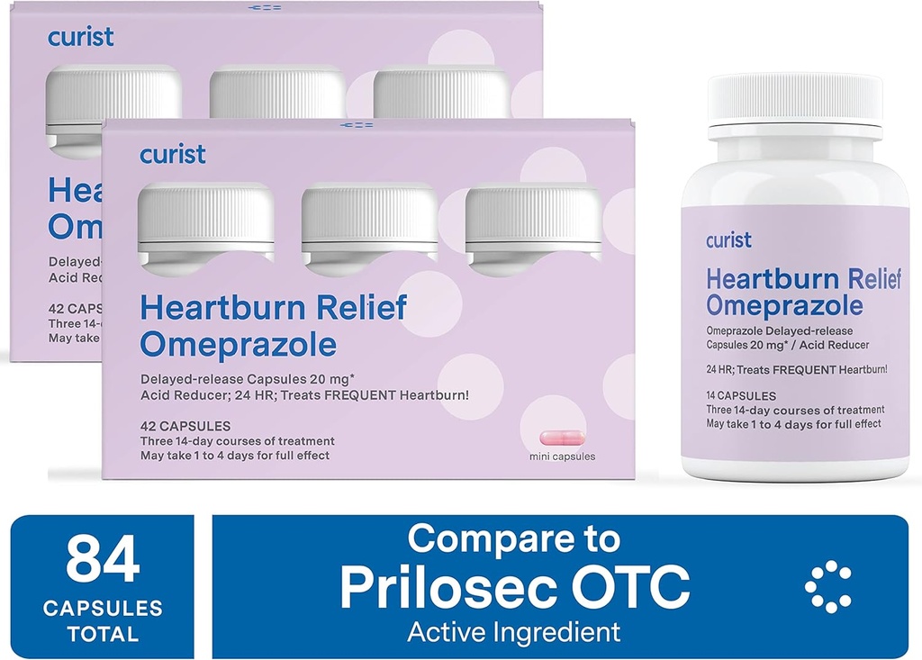 Kurista Omeprazol 20mg Bulk 84 ct (2 balení po 42 ct) Kapsle Delmayd- Release - Acid Reflux Medicine for Heartburn Relief - Omeprazol Magnesium 20, 6 mg 84 Kapsle
