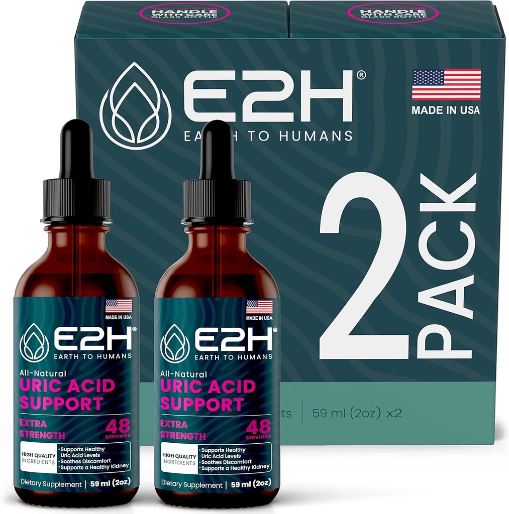 E2H Support Acid Supplement - Tart Cherry and Devil 's Claw - Podporuje Uric Acid Health and Ledney Function Non- GMO - Vegan - (2 láhve)