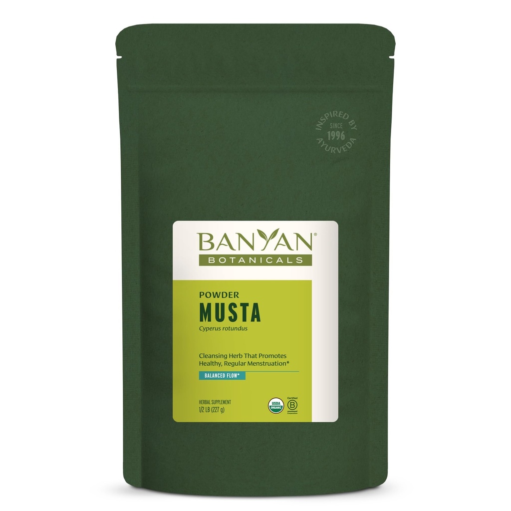 Banyan Botanicals Musta Powder - Organic Cyperus Rotundus - Natural Ayurvedic Herbal Menstruation Supplement - Játra doplněk zdraví a potrava pomoc * - ½ lb. - Non- GMO udržitelně Sourced Vegan