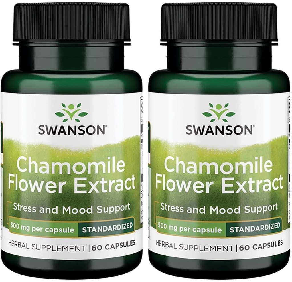 Swanson Hemomile Flower Extract 500 miligramů Standardizované na 1, 2% Apigenin 6 mg v jedné tobolce 60 tobolek (2 balení)