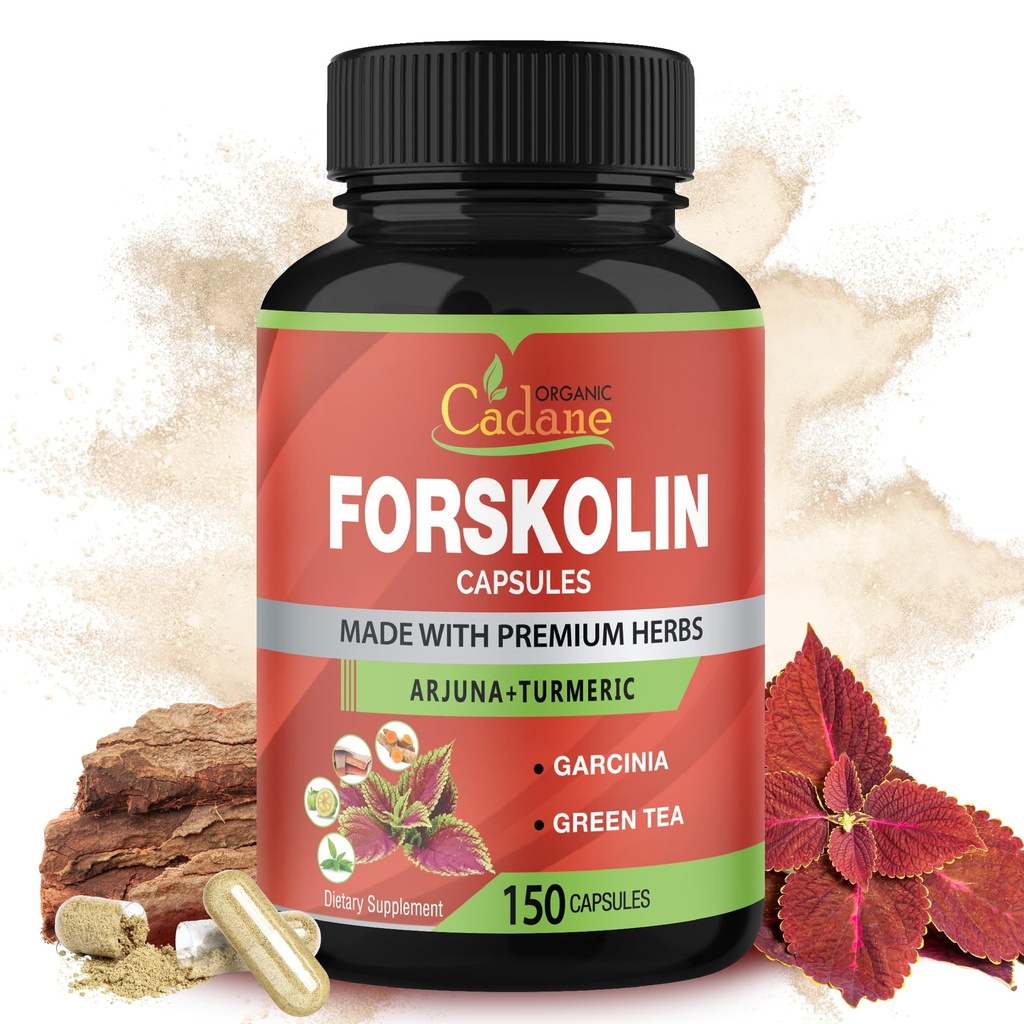 Cadane forskolin doplňky - 5in1 s kurkumin, Arjuna, Garcinia cambogia, a zelený čaj - 5 měsíční dodávky - 150 Kapsle