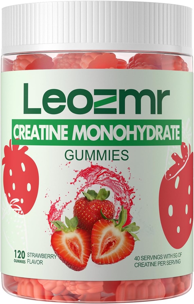 Creatine Monohydrát Gummies 5000mg pro muže a ženy, Chewables Creatine Monohydrátu dodatek (120 Počet) - Jahody 120 Gummies