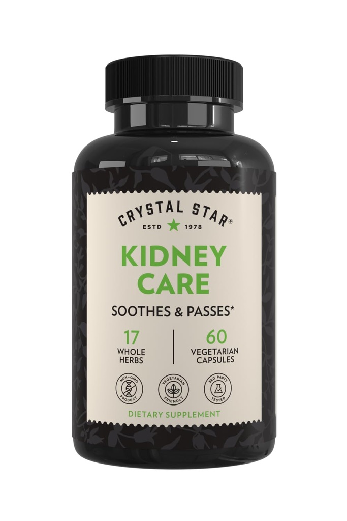 Crystal Star Ledvinová péče (60 kapslí) - Bylinný doplněk pro čištění ledvin, detox a podpora - Kamenný kořen, Gravel Root & Hydrangea Root - Non- GMO