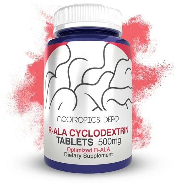 Nootropics Depot R- ALA Cyklodextrin Complex Tablets CLAS124; 500mg CLAS124; Optimalizovaný R- Alpha kyselina lipoová CLAS124; 30 Počet