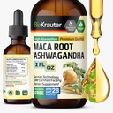 BIO KRAUTER Maca Root and Ashwagandha tinktura - Maca & Ashwagandha Doplňky pro muže a ženy - Tekutý dodatek pro podporu nálady - Alkohol a cukr zdarma - Vegan Drops 2 Fl.Oz.