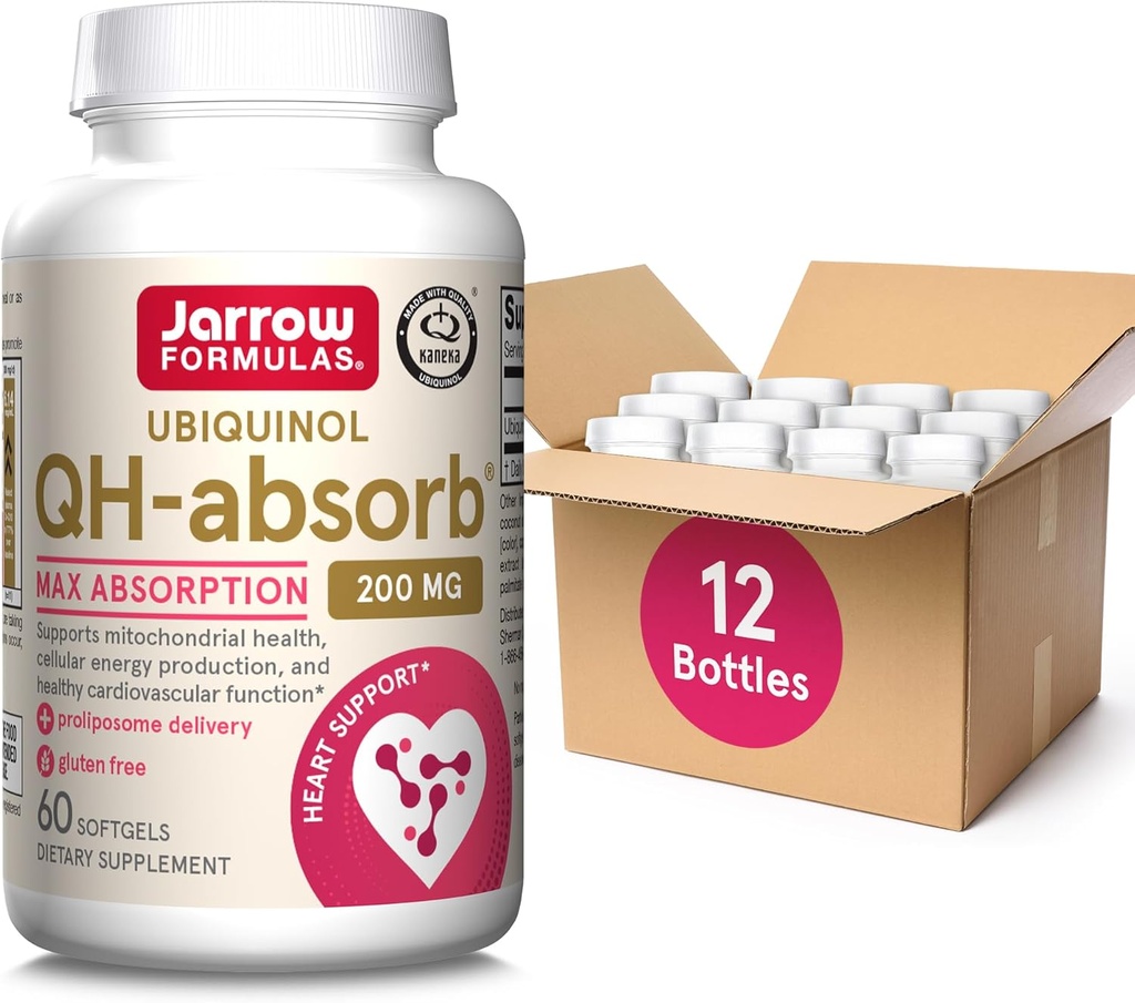 Jarrow Vibras QH- Absorb, 200 mg, Ubiquinol Dietní dodatek pro zdravou kardiovaskulární funkci, 60 Softgels, 60 denní dodávka (PACK OF12)