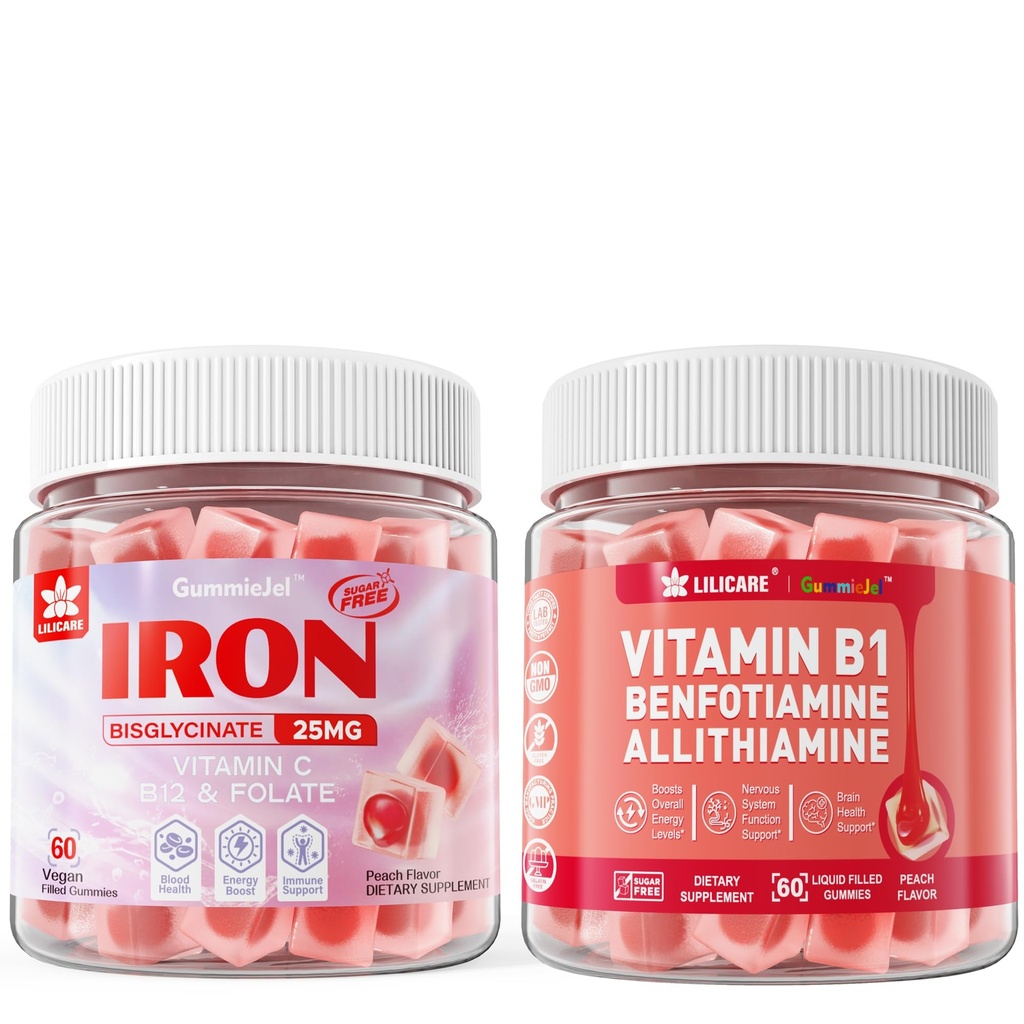 Veganské železné gumy + vitamín B1 gumy